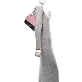 CHANEL Lambskin Quilted Bi-Color Medium Single Flap Light Purple
