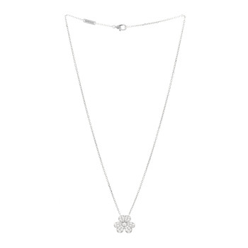 VAN CLEEF & ARPELS 18K White Gold Diamond Small Frivole Pendant Necklace
