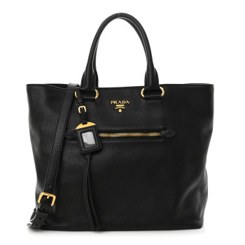 PRADA Vitello Daino Shopping Tote Black