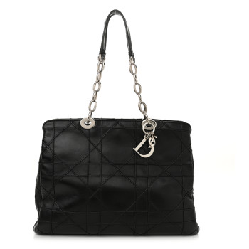 CHRISTIAN DIOR Lambskin Macrocannage Granville Tote Black
