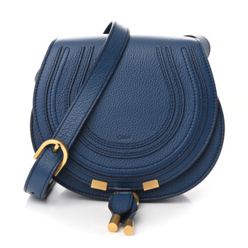 CHLOE Calfskin Small Marcie Round Crossbody Bag Deep Denim