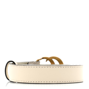 GUCCI Calfskin Double G 20mm Belt 80 32 Mystic White