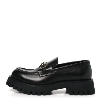 GUCCI Real Betis Glamour Calfskin Horsebit Womens Mocassin Loafers 39 Black