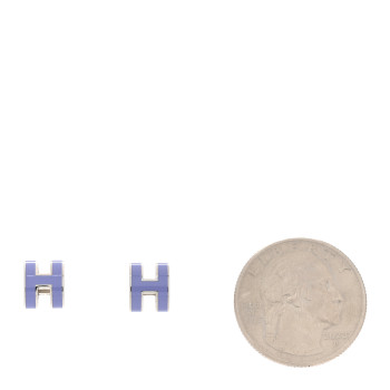 HERMES Palladium Lacquered Mini Pop H Earrings Lilac
