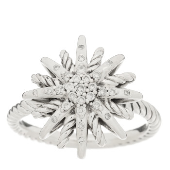 DAVID YURMAN Sterling Silver Diamond 16mm Starburst Ring 54 7