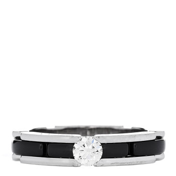 CHANEL 18K White Gold Ceramic Diamond Slim Ultra Ring 49 4.75