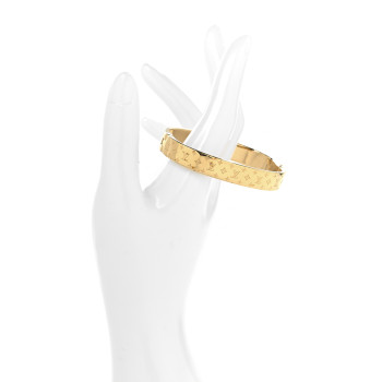 LOUIS VUITTON Brass Monogram Nanogram Cuff S Gold