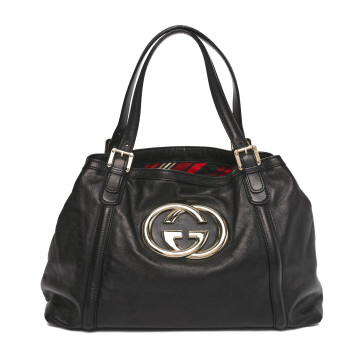 GUCCI Calfskin Medium Britt Tote Black
