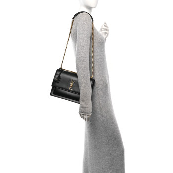 SAINT LAURENT Calfskin Medium Monogram Sunset Black