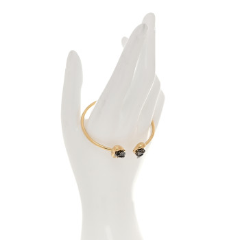 GUCCI 18K Yellow Gold Sterling Silver Diamond Le Marche Des Merveilles Bee Heart Cuff Bracelet