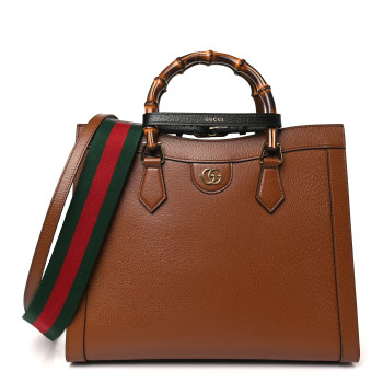 GUCCI Textured Dollar Calfskin Medium Diana Tote Bag Cuir Black