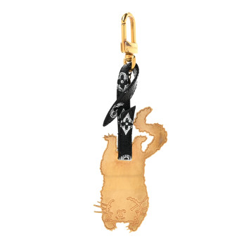 LOUIS VUITTON Catogram Flying Cat Bag Charm Key Holder Gold Black