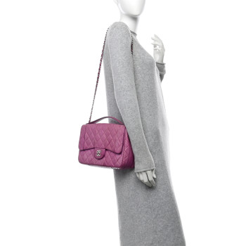 CHANEL Elaphe Snakeskin Quilted Jumbo Easy Carry Flap Purple
