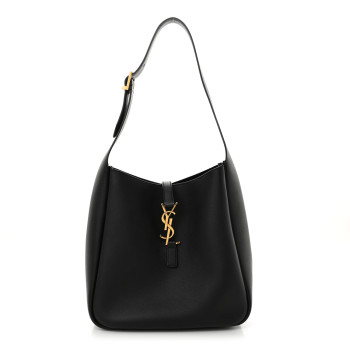 SAINT LAURENT Smooth Calfskin Small Le 5 A 7 Soft Hobo Black
