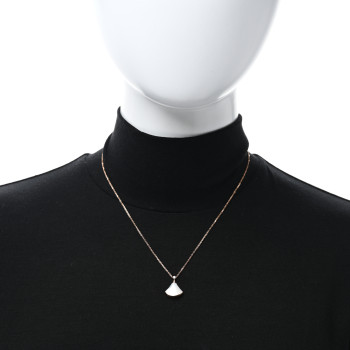 BULGARI 18K Rose Gold Diamond Mother of Pearl Small Divas' Dream Pendant Necklace