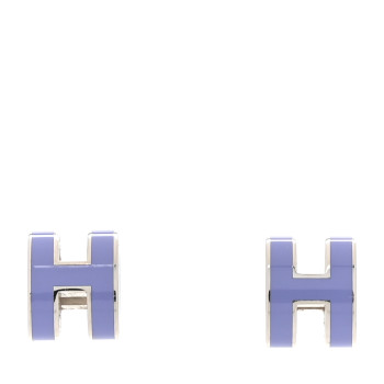 HERMES Palladium Lacquered Mini Pop H Earrings Lilac