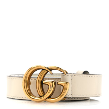 GUCCI Calfskin Double G 20mm Belt 80 32 Mystic White
