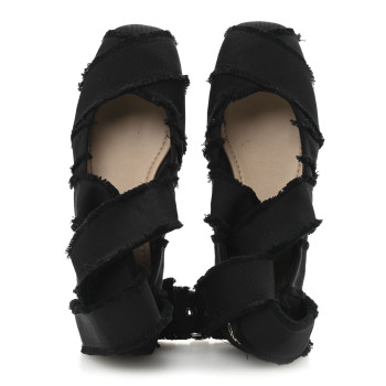 CHRISTIAN DIOR Grosgrain Fringe Songe Ballet Flats 38 Black