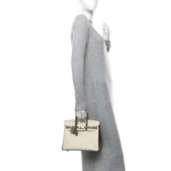 HERMES Ostrich Horseshoe Birkin 25 Beton Gris Tourterelle