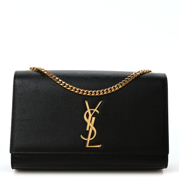 SAINT LAURENT Grain De Poudre Medium Classic Monogram Kate Satchel Black