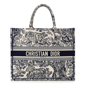 CHRISTIAN DIOR Canvas Embroidered Large Dioriviera Toile De Jouy Book Tote Blue
