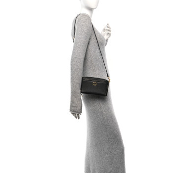 CHRISTIAN DIOR Grained Calfskin Caro Double Pouch Black