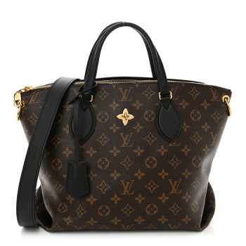 LOUIS VUITTON Monogram Flower Zipped Tote MM Black