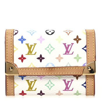 LOUIS VUITTON Monogram Multicolor Porte-Monnaie Plat Coin Purse White