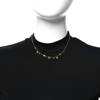 LOUIS VUITTON Metal Crystal LV In The Sky Necklace Gold