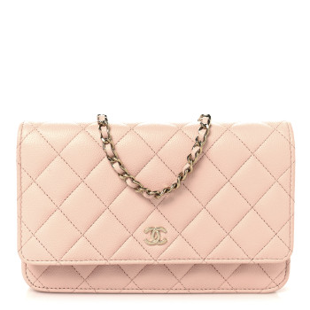 CHANEL Caviar Quilted Wallet on Chain WOC Light Pink