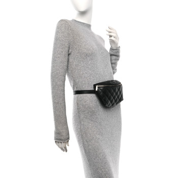 CHANEL Calfskin Quilted Waist Belt Bag Black