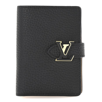 LOUIS VUITTON Taurillon Capucines Vertical Compact Wallet Black
