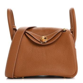 HERMES Taurillon Clemence Mini Lindy 20 Gold