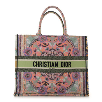 CHRISTIAN DIOR Canvas Embroidered Large In Lights Book Tote Multicolor