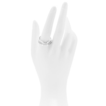 TIFFANY 18K White Gold Diamond Open Atlas Ring 63 10.5