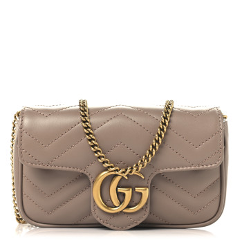 GUCCI Calfskin Matelasse Super Mini GG Marmont Shoulder Bag Porcelain Rose