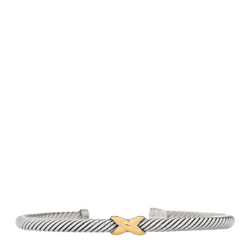 DAVID YURMAN Sterling Silver 18K Yellow Gold 4mm X Station Cable Bracelet