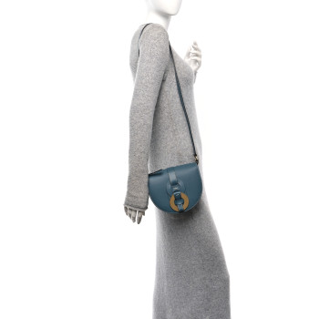 CHLOE Grained Calfskin Small Darryl Saddle Crossbody Bag Mirage Blue