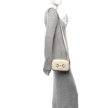GUCCI Azalea Calfskin Mini Horsebit 1955 Camera Shoulder Bag Mystic White