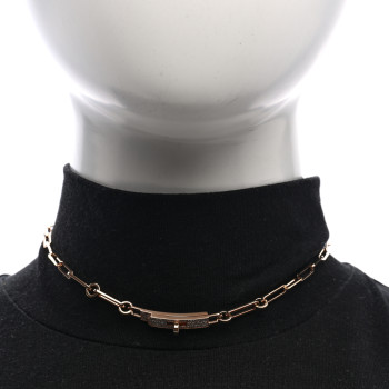 HERMES 18K Rose Gold Diamond Pave Kelly Chaine Choker Necklace