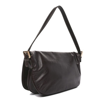 GUCCI Calfskin Web Small Britt Shoulder Bag Brown