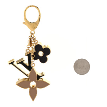 LOUIS VUITTON Metal Enamel Fleur De Monogram Bag Charm Dore