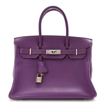 HERMES Chevre de Coromandel Horseshoe Birkin 30 Violet Rose Shocking