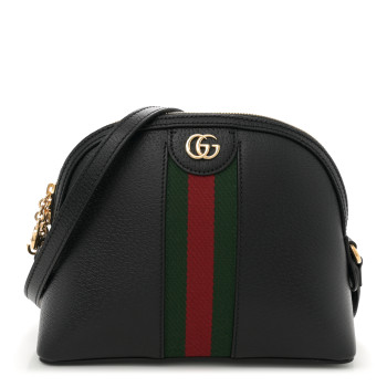 GUCCI Calfskin GG Web Small Ophidia Dome Shoulder Bag Black