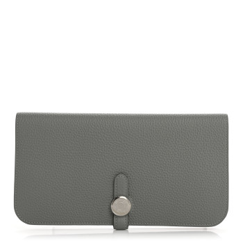 HERMES Togo Dogon Recto Verso Wallet Gris Mouette
