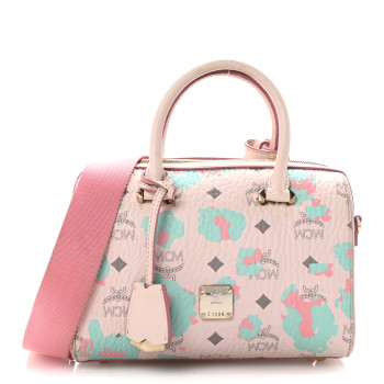 MCM Visetos Floral Leopard Essential Boston Bag Pink