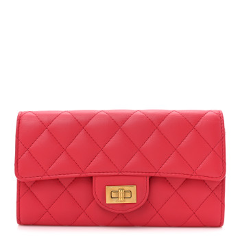 CHANEL Calfskin Quilted 2.55 Reissue Flap Wallet Red