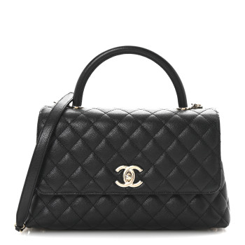 CHANEL Caviar Quilted Small Coco Handle Flap Black
