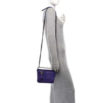 CHANEL Aged Calfskin Chevron Quilted Small Gabrielle Hobo Purple CHANEL Aged Calfskin Chevron Quilted Small Gabrielle Hobo Purple