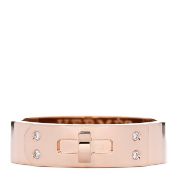 HERMES 18K Rose Gold Diamond PM Kelly Ring 51 5.75